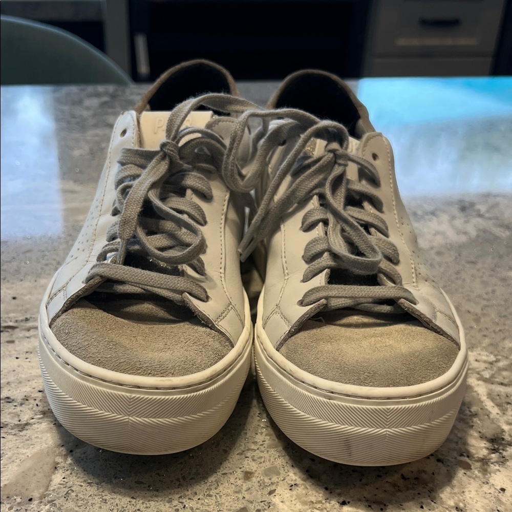 SOLD P448 Jack Perforated White, Grey Suede and Silver Glitter Sneakers - Picture 4 of 10